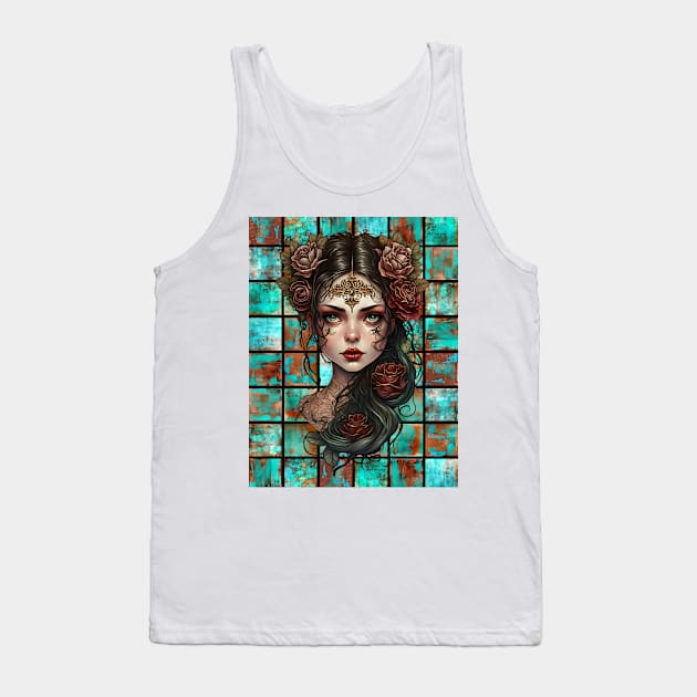 Copper Patina Boho Gothic Girl 1 Tank Top by Jay Major Designs